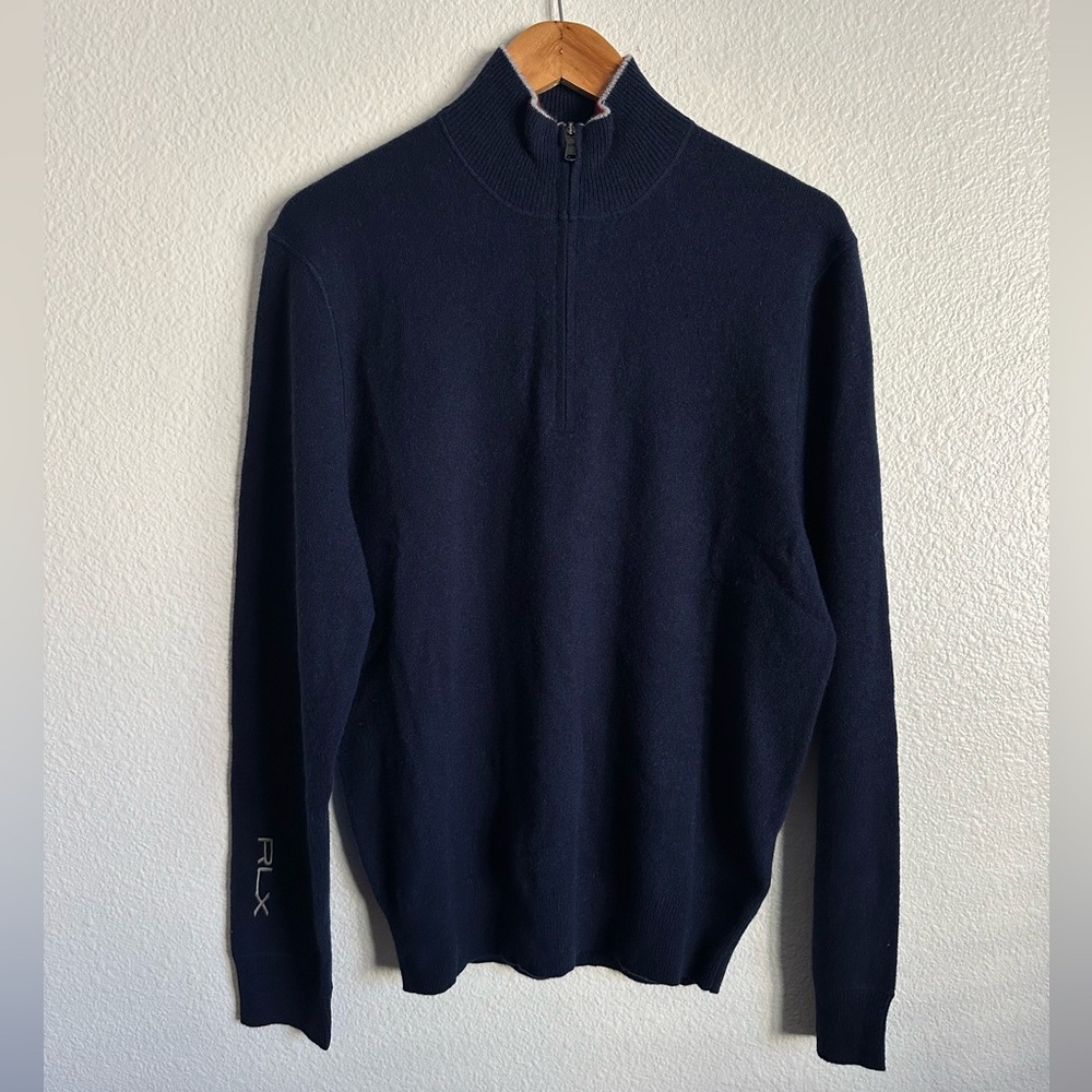 Polo Ralph Lauren Cashmere Quarter Zip RLX Sweater Golf Washable Men Size Medium